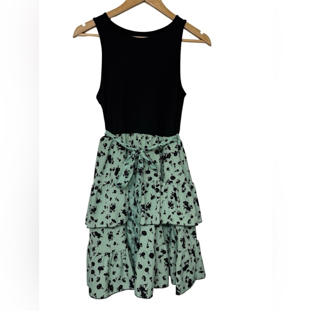 Shein Black & Mint Green Tiered Ruffle Dress Size M
